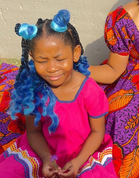 Black and blue ombre hair extention fibre