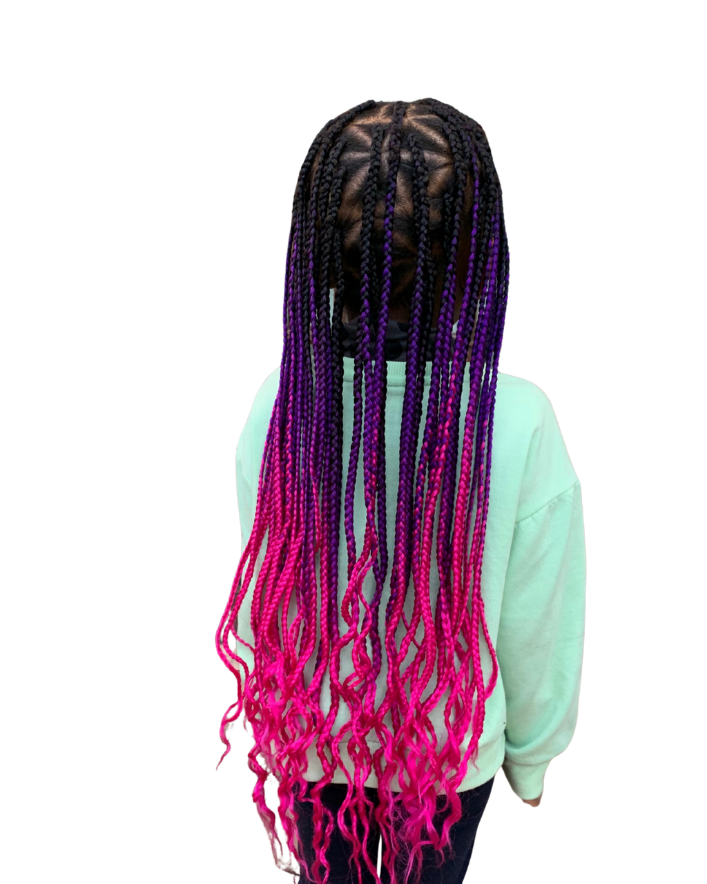 Black, purple & pink ombre hair extention fibre