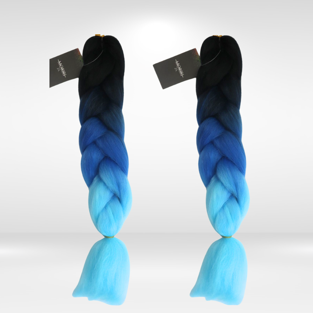 Black and blue ombre hair extention fibre