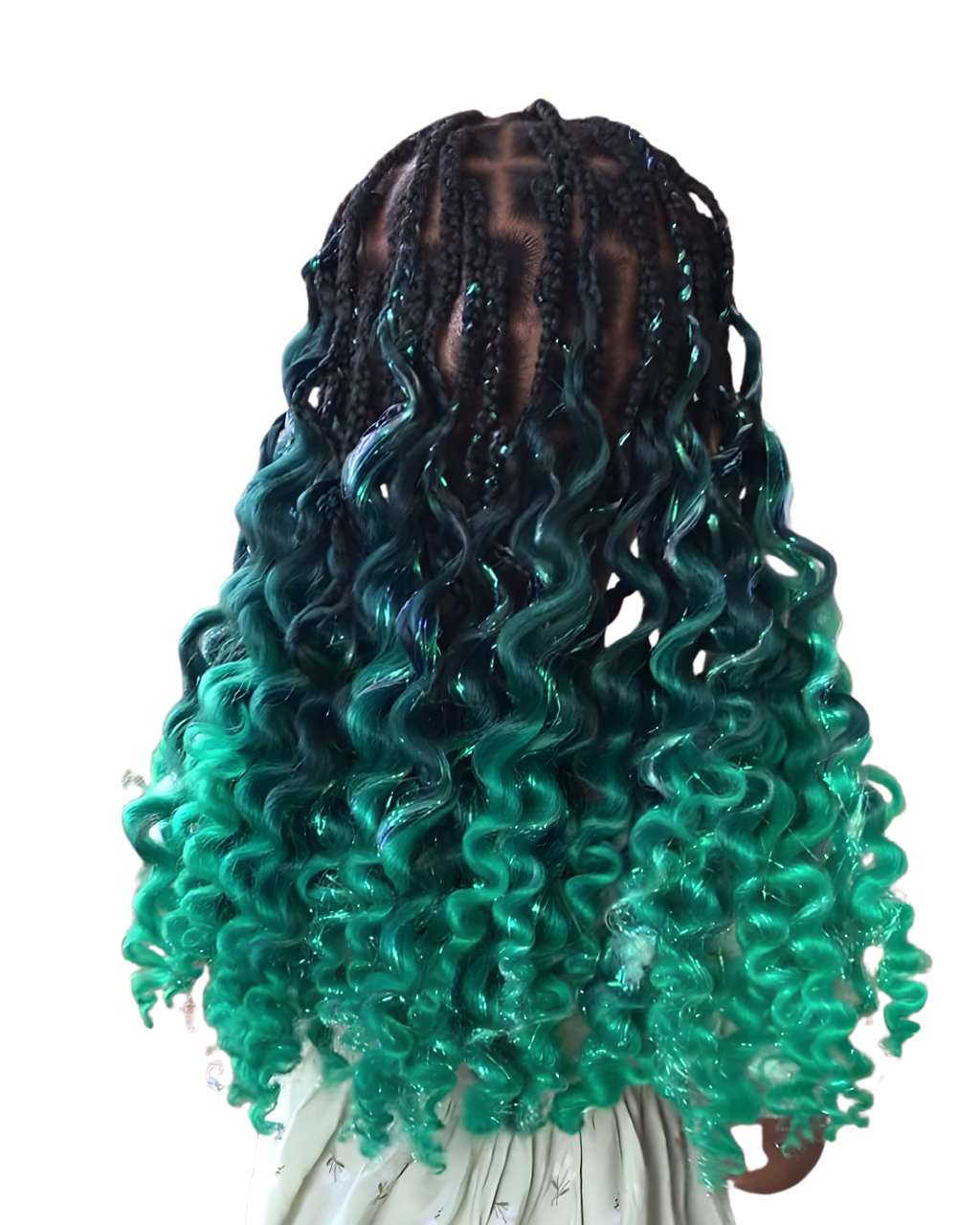Green ombre hair extention fibre