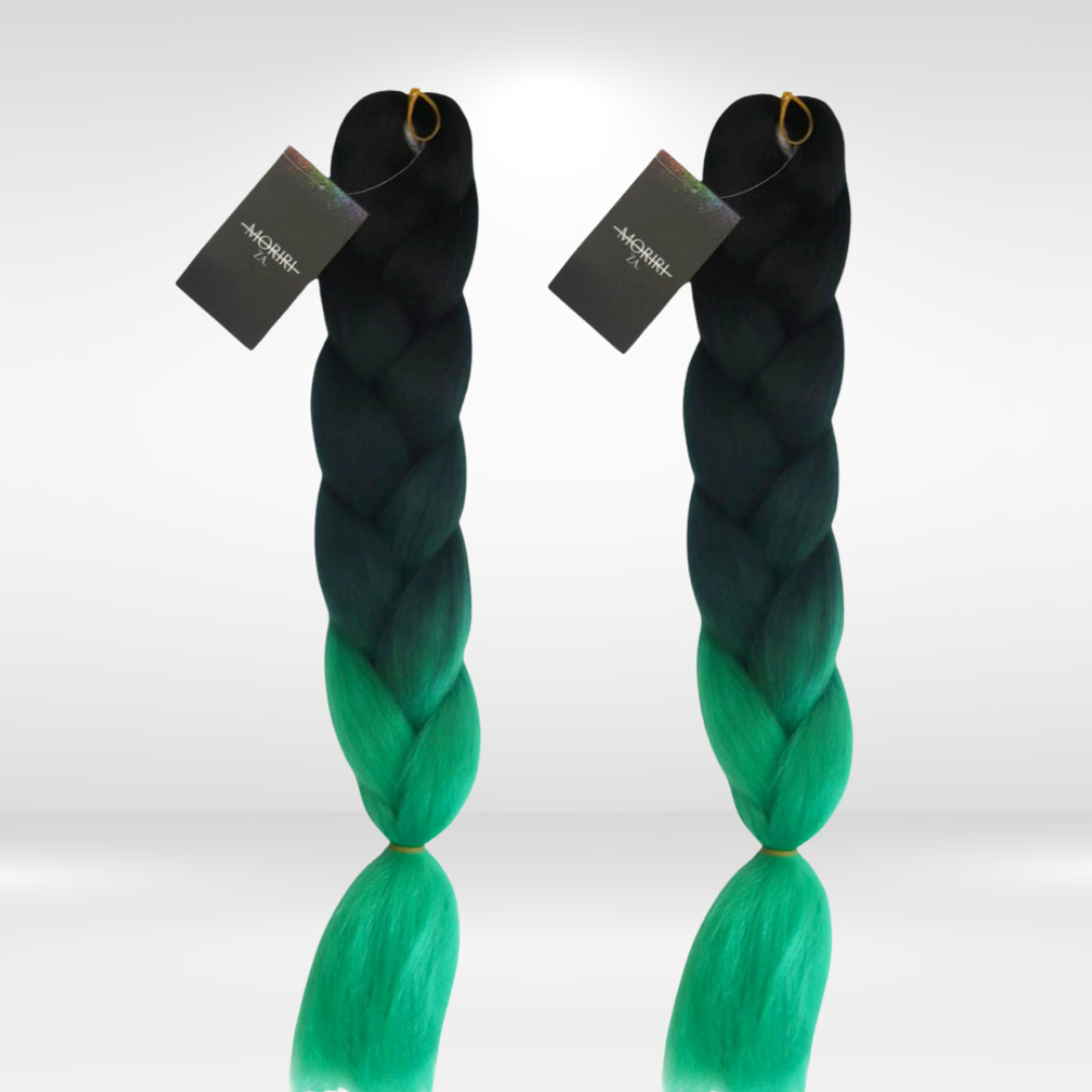 Green ombre hair extention fibre