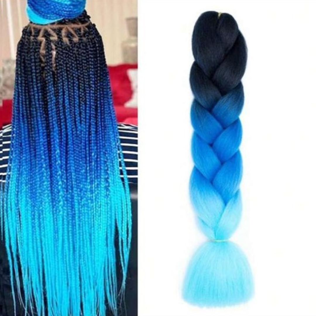 Black and blue ombre hair extention fibre