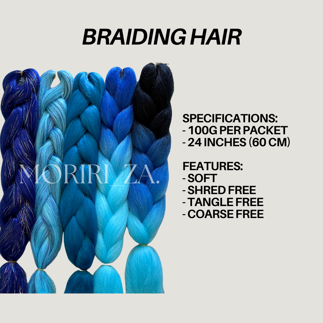 Black and blue ombre hair extention fibre
